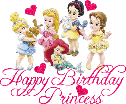 Happy Birthday Princess Image - Happy Birthday Animated Gif, Glitter Image  - Animated Image Pic